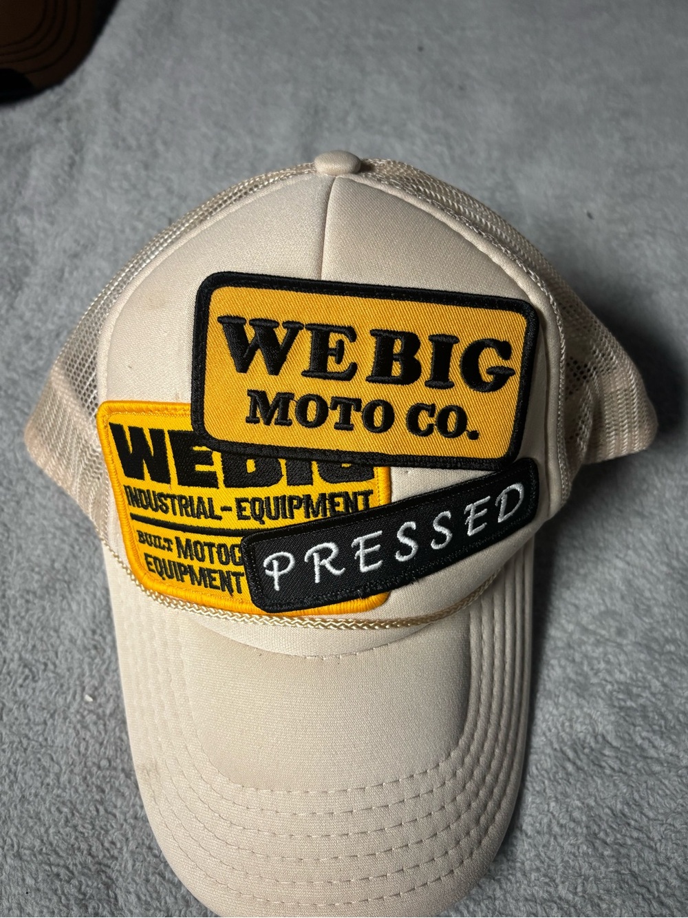 OTTO Beige and Black Trucker Cap with Red Logo